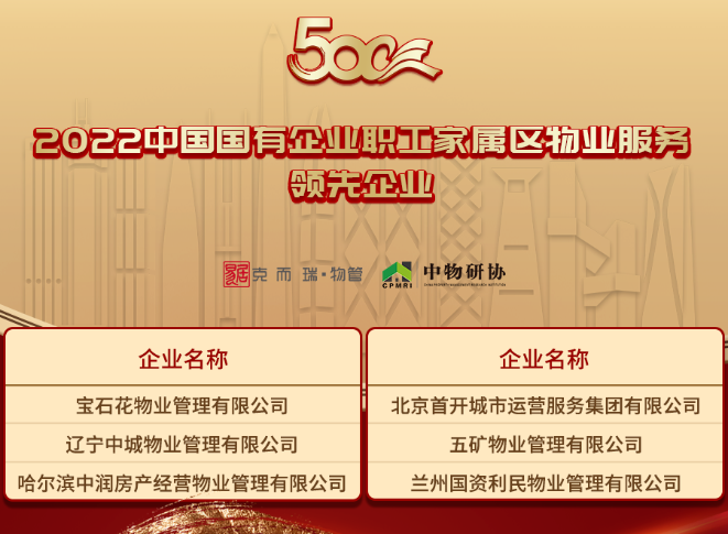 重磅 | 2022中国物业服务企业综合实力500强发布 - 贵州绿地物业管理有限责任公司-官网